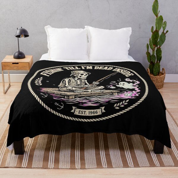 Item preview, Skeleton Fishing – Fishin' Till I'm Dead Inside Vintage Fisherman designed and sold by Moad Fahim.