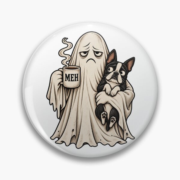 Item preview, Ghost & Boston Terrier – Funny Vintage Halloween Dog designed and sold by will freed18.