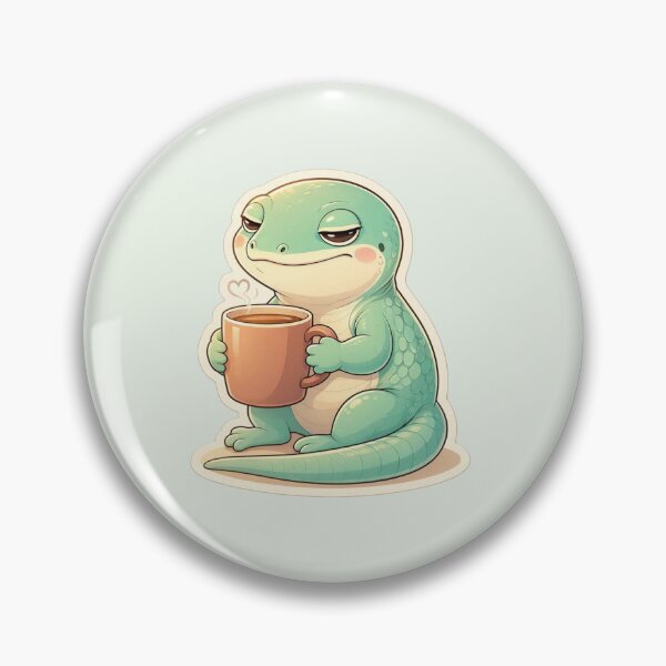 Item preview, Sleepy Gecko Drinking Coffee Cute Cozy Green Lizard designed and sold by Safe Haven Pets.