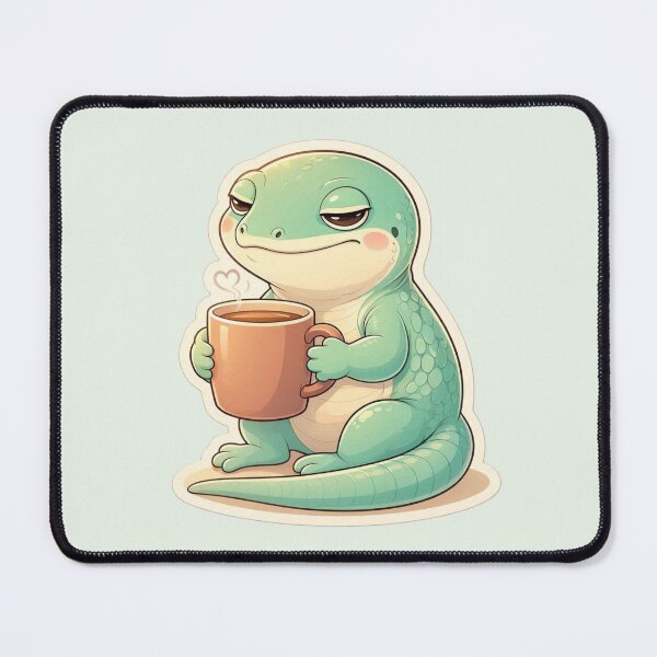 Item preview, Sleepy Gecko Drinking Coffee Cute Cozy Green Lizard designed and sold by Safe Haven Pets.