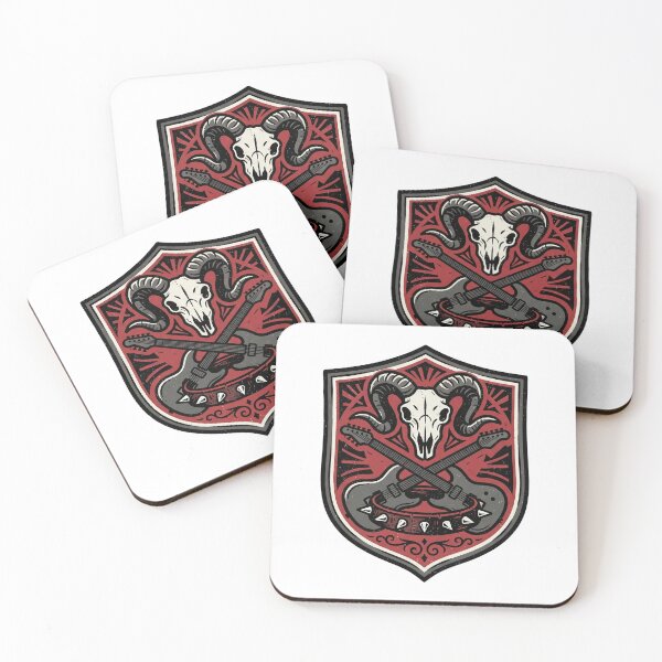 Item preview, Horned Skull Crest With Crossed Guitars designed and sold by eduardoroa22.
