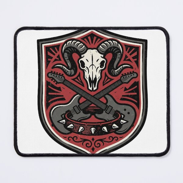 Item preview, Horned Skull Crest With Crossed Guitars designed and sold by eduardoroa22.