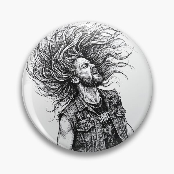 Item preview, Headbanging Metalhead In Black Ink designed and sold by eduardoroa22.