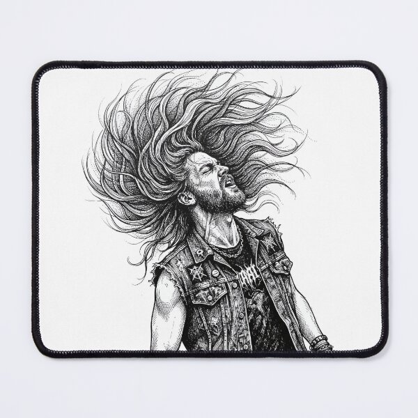 Item preview, Headbanging Metalhead In Black Ink designed and sold by eduardoroa22.