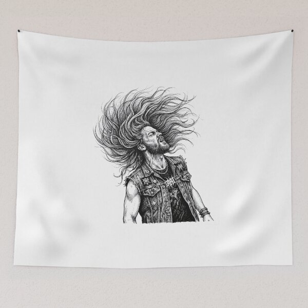 Item preview, Headbanging Metalhead In Black Ink designed and sold by eduardoroa22.