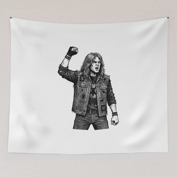 Item preview, Patched Denim Metalhead, Cut Paper designed and sold by eduardoroa22.