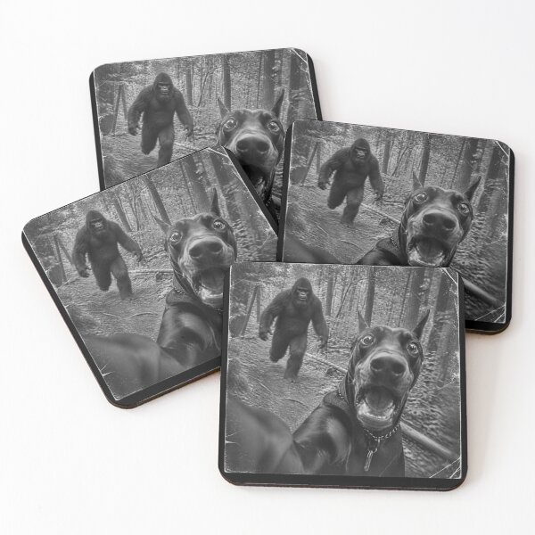 Item preview, Doberman Bigfoot Selfie Funny Sasquatch Photobomb Dog designed and sold by Crookedorbit ⭐⭐⭐⭐⭐ .
