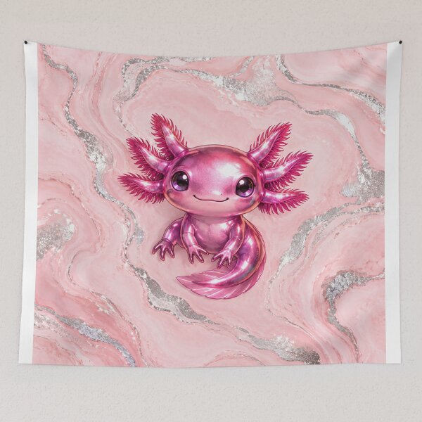 Item preview, Fuchsia Axolotl on Pink Marble designed and sold by Axokris.