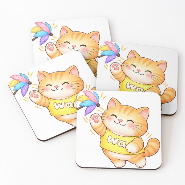 Item preview, Kawaii Orange Tabby Cat Playing with Feather Toy designed and sold by Wawa5656.