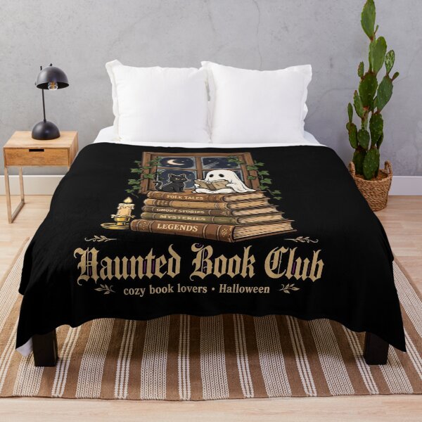 Item preview, Ghost Reading Books – Haunted Book Club Cozy Halloween Cat designed and sold by Moad Fahim.