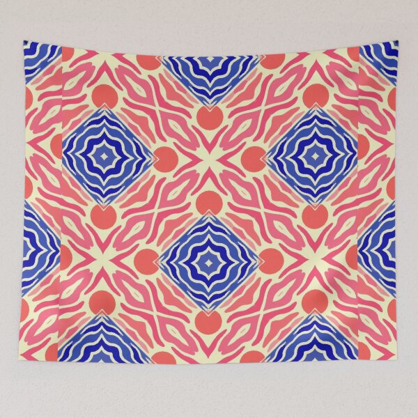 Item preview, Coral Coast Kaleidoscope - Retro Cobalt & Coral Geometric Pattern designed and sold by ECE Love.