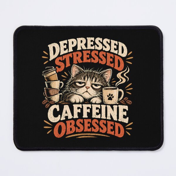 Item preview, Depressed Stressed Caffeine Obsessed Cat designed and sold by monika-arthing.