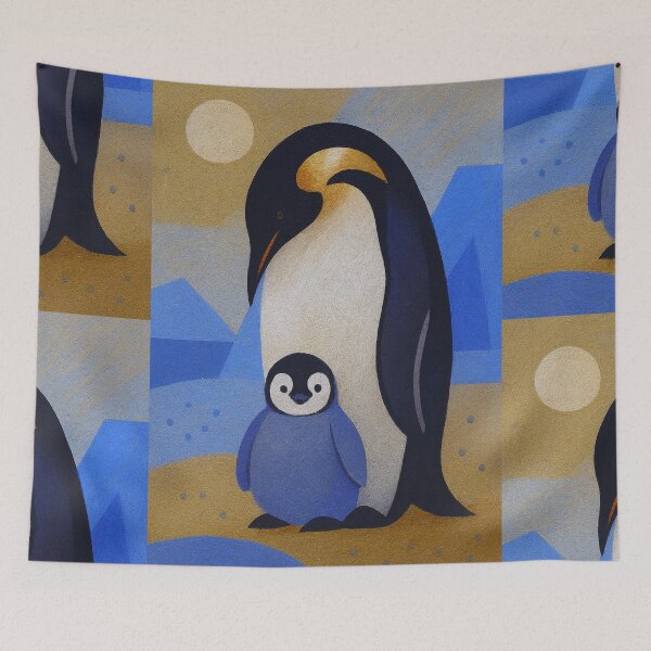 Item preview, Emperor penguin with chick painting designed and sold by GalleryKauffeld.