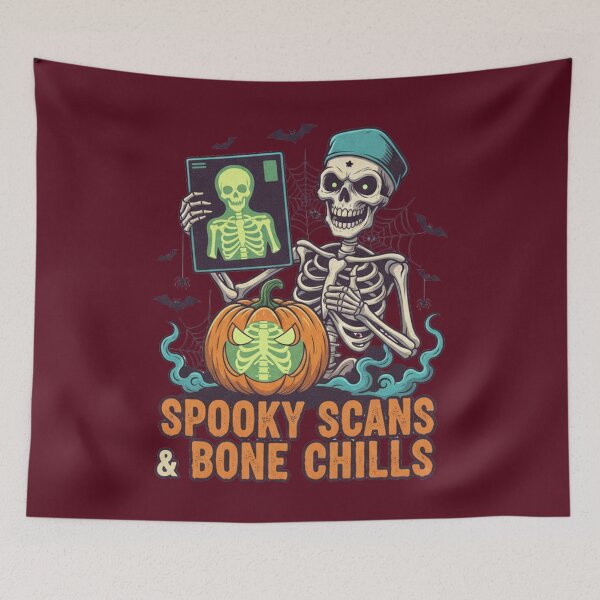 Item preview, Spooky Scans Bone Chills Skeleton Pumpkin Graphic designed and sold by Exquisite Design Studio „Paculówka”.