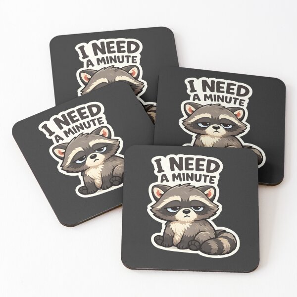 Item preview, Cute Sleepy Raccoon I Need a Minute Funny Sarcastic Animal Sticker designed and sold by MCV-Designs.