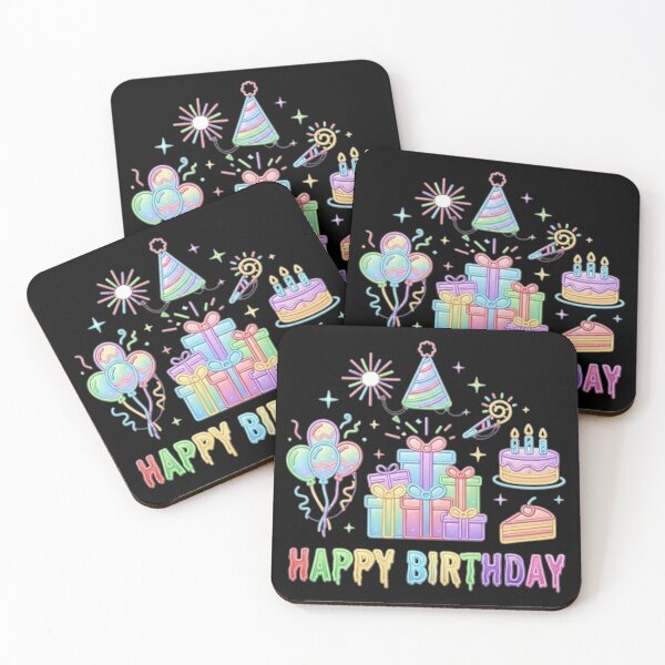 Item preview, Pastel Neon Happy Birthday Party Doodles Kawaii Celebration designed and sold by PetalsPaws.