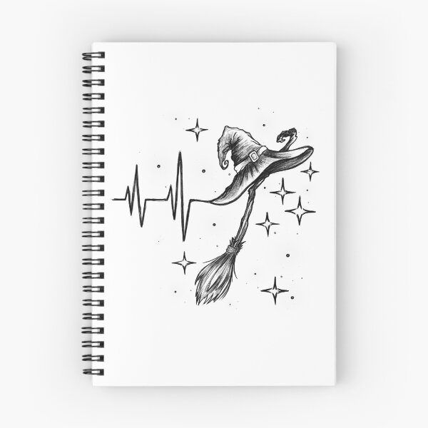 Item preview, Witch Hat and Broom Heartbeat T-shirt, Magic Witchy Stars designed and sold by ArtbySvetik.