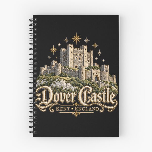 Item preview, Dover Castle Kent England – Embroidery Style Fortress Art with Golden Stars designed and sold by Emoji Emblems.