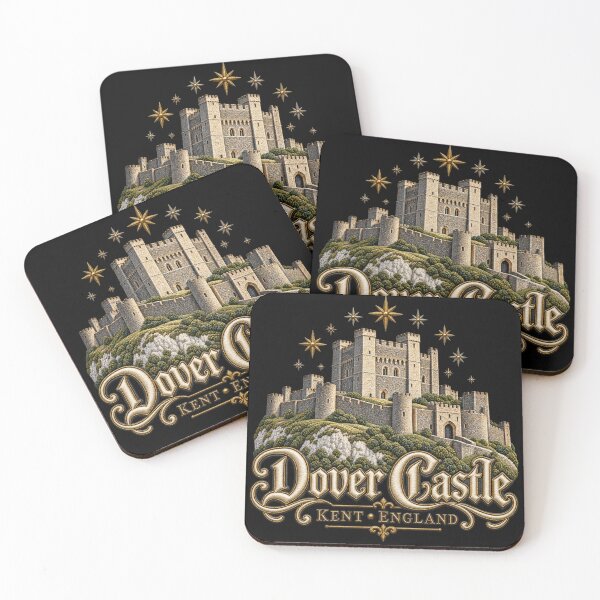 Item preview, Dover Castle Kent England – Embroidery Style Fortress Art with Golden Stars designed and sold by Emoji Emblems.