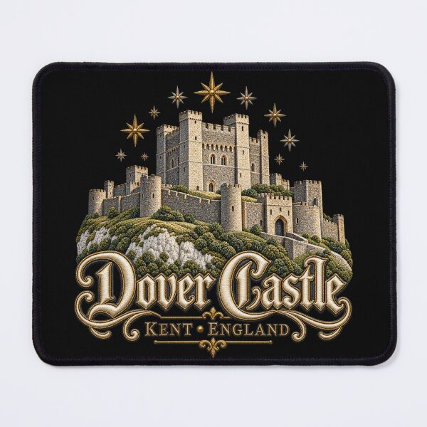 Item preview, Dover Castle Kent England – Embroidery Style Fortress Art with Golden Stars designed and sold by Emoji Emblems.
