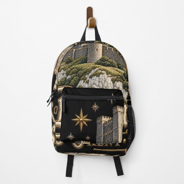 Item preview, Dover Castle Kent England – Embroidery Style Fortress Art with Golden Stars designed and sold by Emoji Emblems.