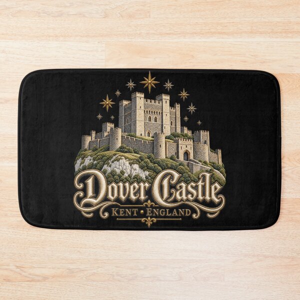 Item preview, Dover Castle Kent England – Embroidery Style Fortress Art with Golden Stars designed and sold by Emoji Emblems.
