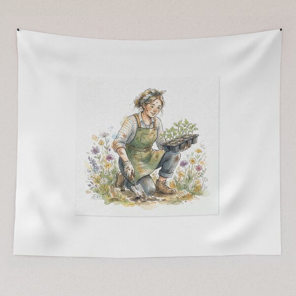 Item preview, Gardener With Trowel And Seedling Tray designed and sold by eduardoroa22.