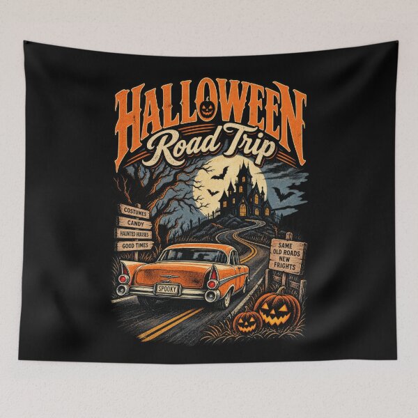 Item preview, Halloween Road Trip – Retro Vintage Car Haunted House Spooky Halloween Design designed and sold by RockitBaby.