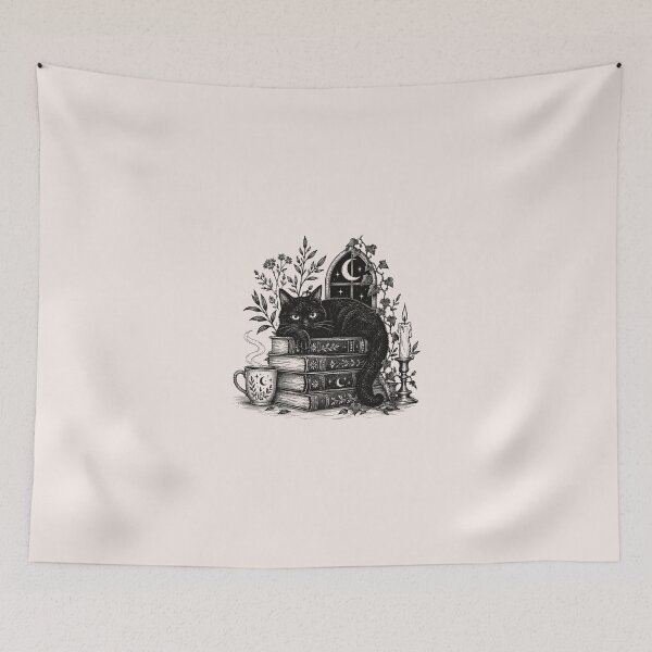 Item preview, Black Cat And Books designed and sold by VibeInkDesign.
