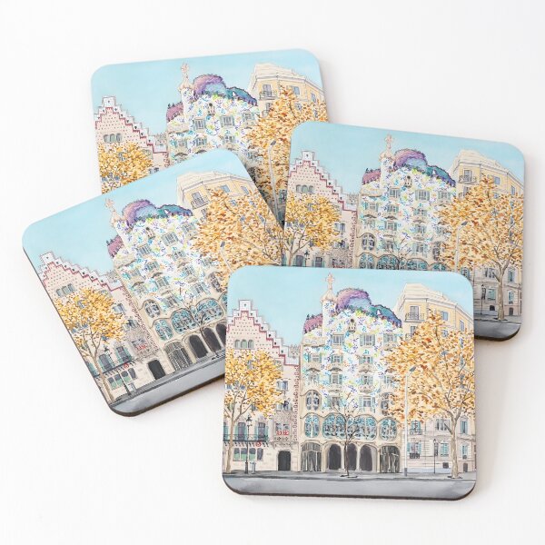 Item preview, Barcelona Casa Batllo Travel Poster – Gaudi Watercolor Art designed and sold by POSTERIOCREW.