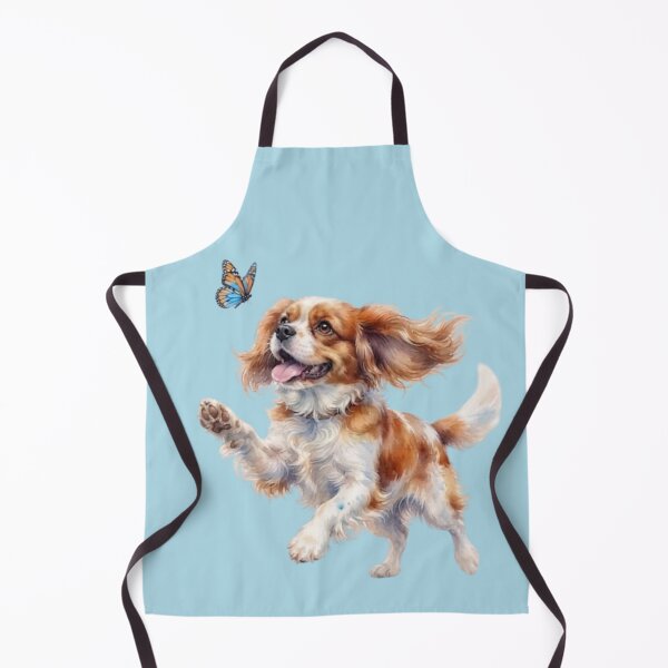 Item preview, Cute Cavalier King Charles Spaniel Puppy Playing with Butterfly Watercolor Art designed and sold by loccotown168.
