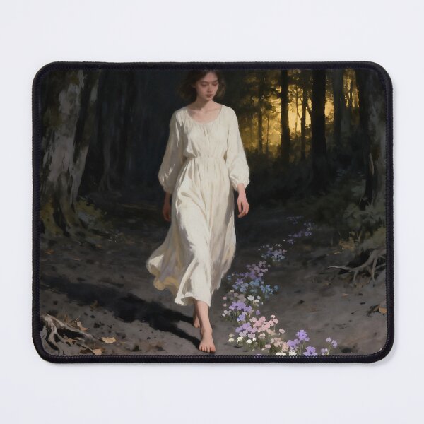 Item preview, Flowers in Footsteps Art, Woman Walking Through Forest, Hope and Healing Fine Art designed and sold by stylishdzign.