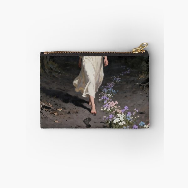 Item preview, Flowers in Footsteps Art, Woman Walking Through Forest, Hope and Healing Fine Art designed and sold by stylishdzign.