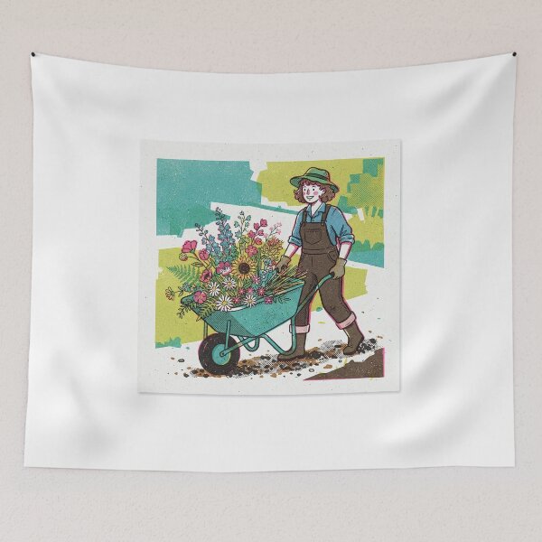 Item preview, Gardener With A Barrow Of Cut Flowers designed and sold by eduardoroa22.