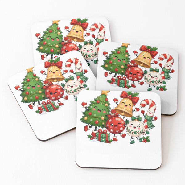 Item preview, Cute Christmas Characters Holiday Tree Bell Candy Cane Gift designed and sold by LandFinStudio.
