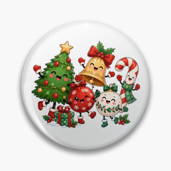 Item preview, Cute Christmas Characters Holiday Tree Bell Candy Cane Gift designed and sold by LandFinStudio.