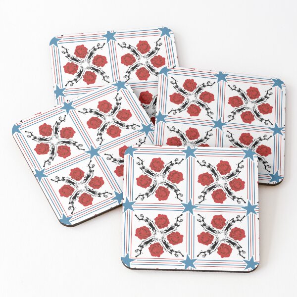 Item preview, Lady Justice & Red Rose Square Radials on White designed and sold by Digitalmyth's Designs.