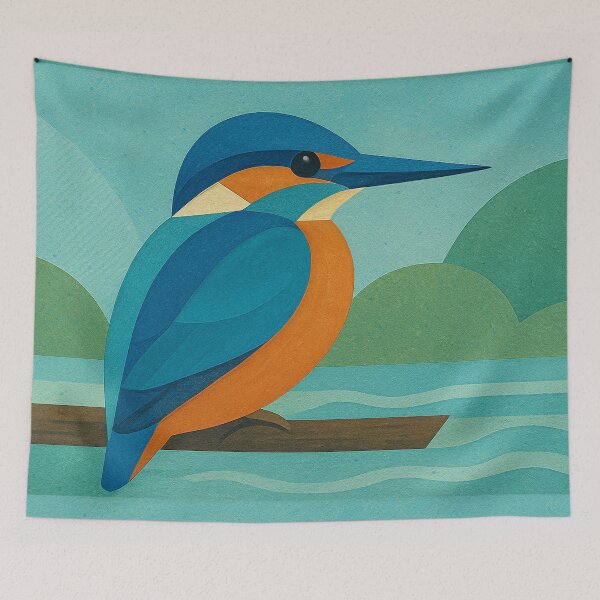 Item preview, Kingfisher in nature - a Geometric illustration. designed and sold by GalleryKauffeld.