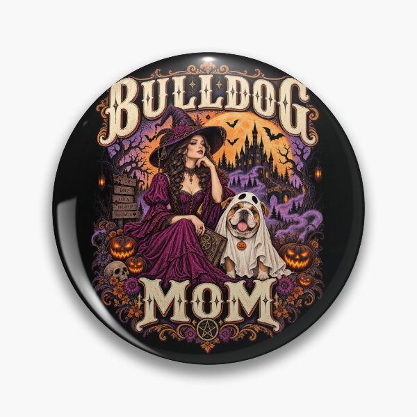 Item preview, Halloween Pink Witch Bulldog Mom Gothic Spooky Moon Night designed and sold by will freed18.