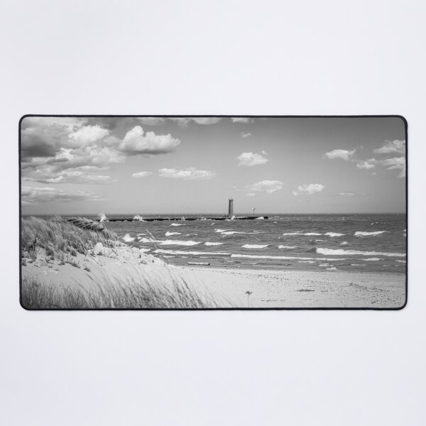 Item preview, Sheboygan lighthouse and grassy dune black and white designed and sold by TerraMediaLLC.