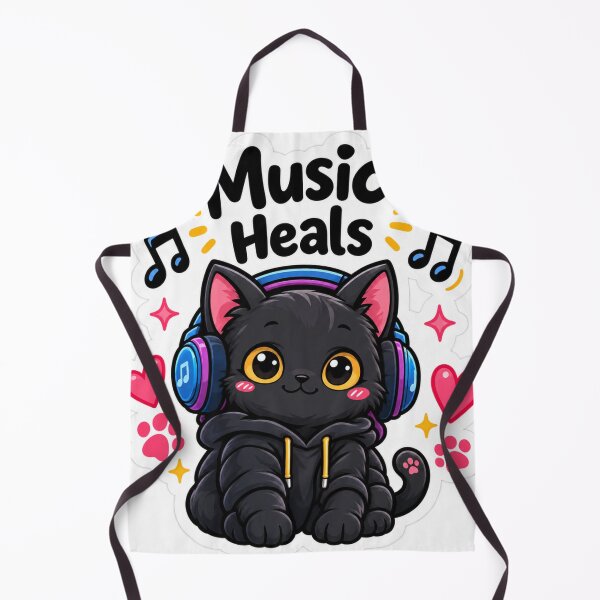 Item preview, Music Heals – Cute Cat with Headphones designed and sold by Kushwaha18.