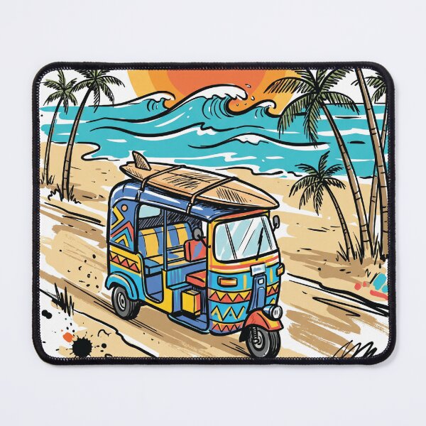 Item preview, Sri Lankan Tuk Tuk Surf Beach Art Print designed and sold by Merch by Das Design Studio.