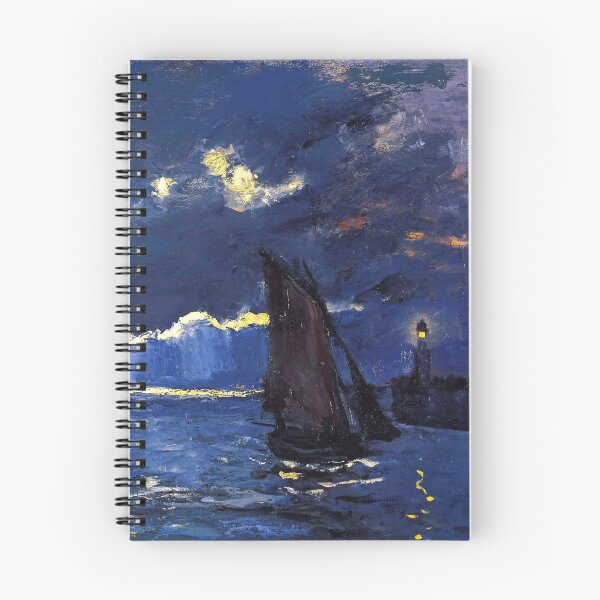 Artikelvorschau, Claude Monet - A Seascape, Shipping by Moonlight nautical impressionism masterpiece painting print with lighthouse entworfen und verkauft von Jéanpaul Ferro.