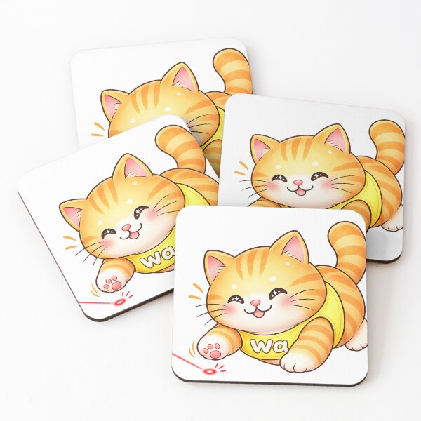 Item preview, Kawaii Orange Tabby Cat Playing with a Red String Toy designed and sold by Wawa5656.