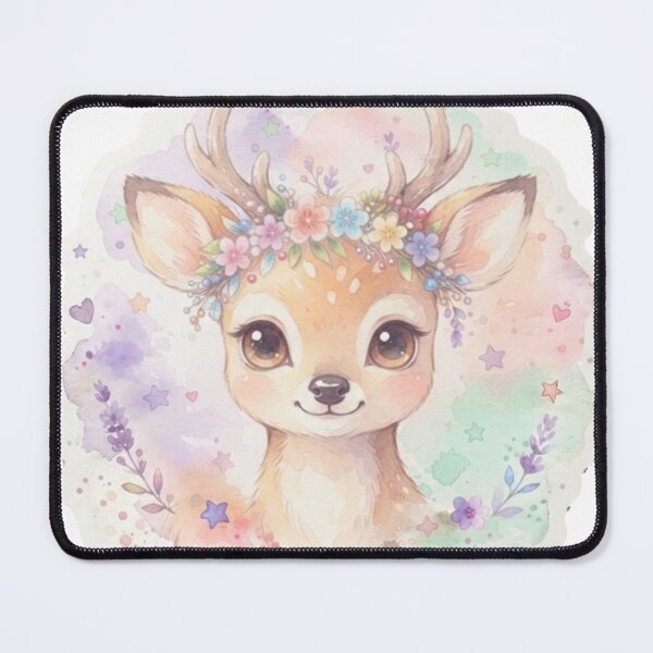 Item preview, Pastel Kawaii Deer Floral Crown Coffee Mug & Cute Woodland Fawn Sticker designed and sold by Miming.