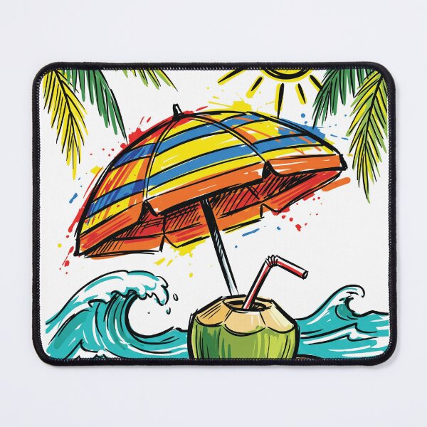 Item preview, Coconut Beach Umbrella Tropical Art Print designed and sold by Merch by Das Design Studio.