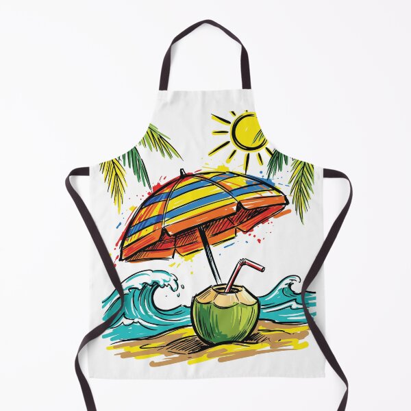 Item preview, Coconut Beach Umbrella Tropical Art Print designed and sold by Merch by Das Design Studio.