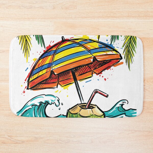 Item preview, Coconut Beach Umbrella Tropical Art Print designed and sold by Merch by Das Design Studio.