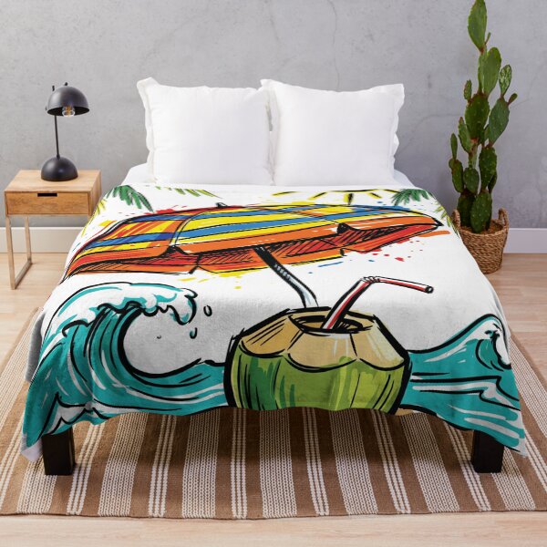 Item preview, Coconut Beach Umbrella Tropical Art Print designed and sold by Merch by Das Design Studio.