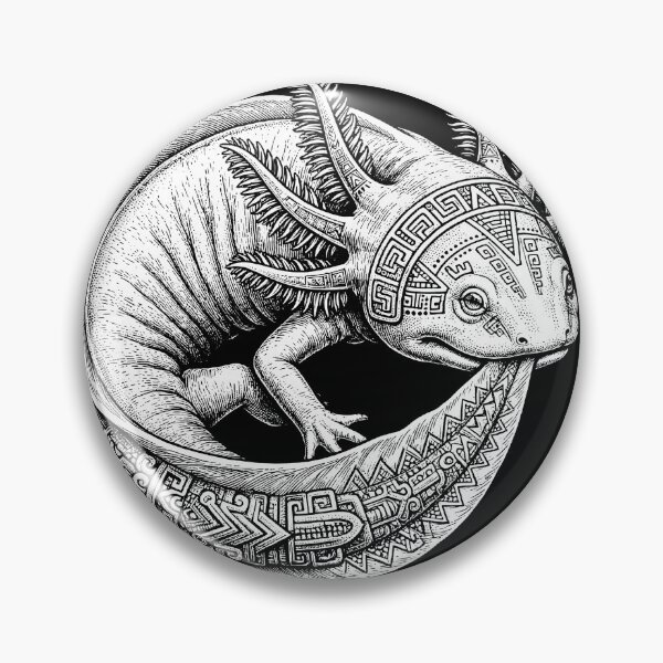 Item preview, Ouroboros Axolotl Aztec Engraving designed and sold by DesignbyKarma.